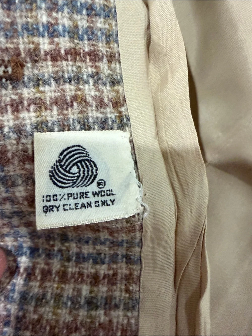 Vintage Equations 100% Pure Wool Blazer Jacket Sz 6 Brown Blue Plaid Check READ